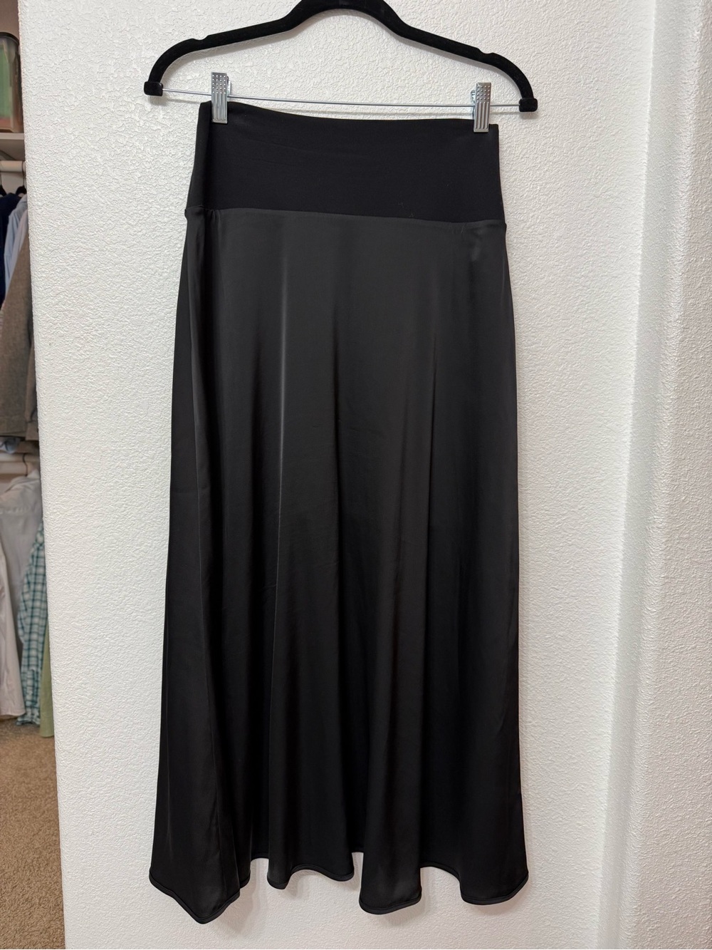 CAbi Black Maxi Skirt with Stretch Waistband Panel